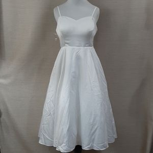 Modcloth White Satin Dress Fit & Flare Size M